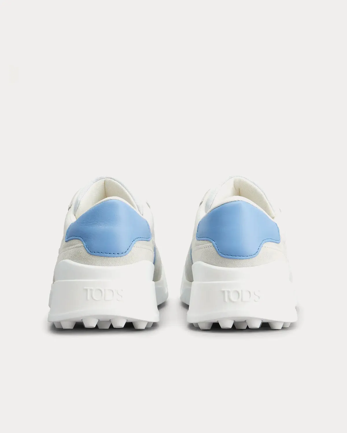 Logo Stamped Side Suede & Smooth Leather Grey / Light Blue Low Top Sneakers