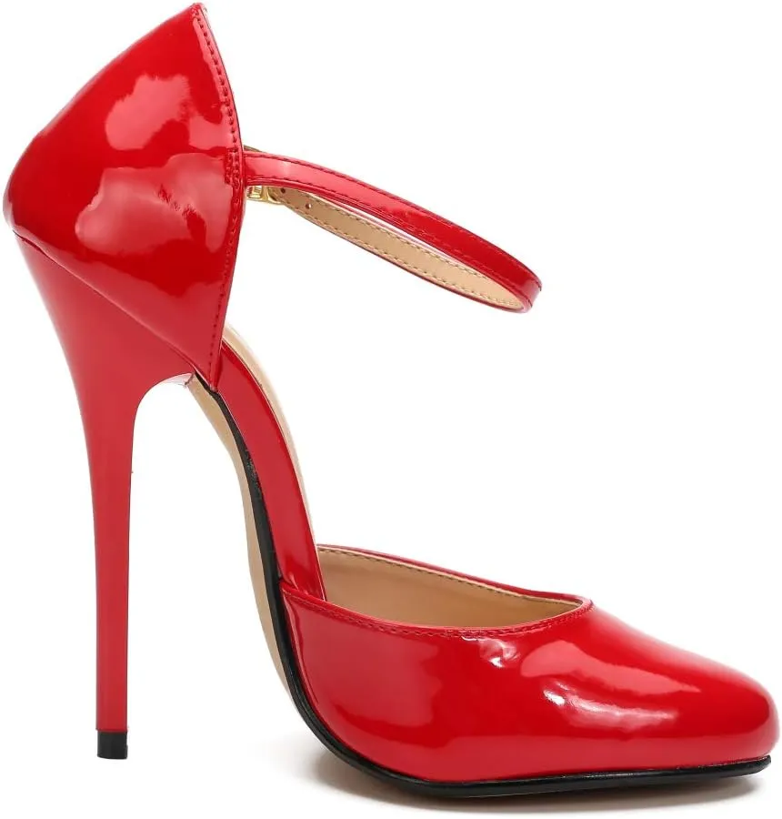 MAIERNISI JESSI Unisex Men's Women's Round Toe Ankle Buckle D-Orsay Stiletto High Heel Pumps