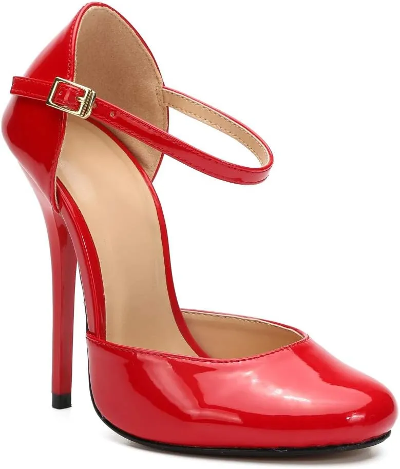 MAIERNISI JESSI Unisex Men's Women's Round Toe Ankle Buckle D-Orsay Stiletto High Heel Pumps