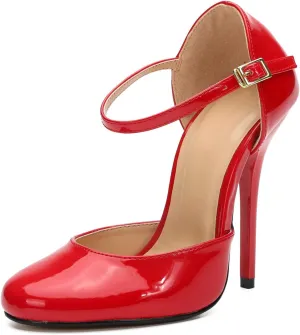 MAIERNISI JESSI Unisex Men's Women's Round Toe Ankle Buckle D-Orsay Stiletto High Heel Pumps