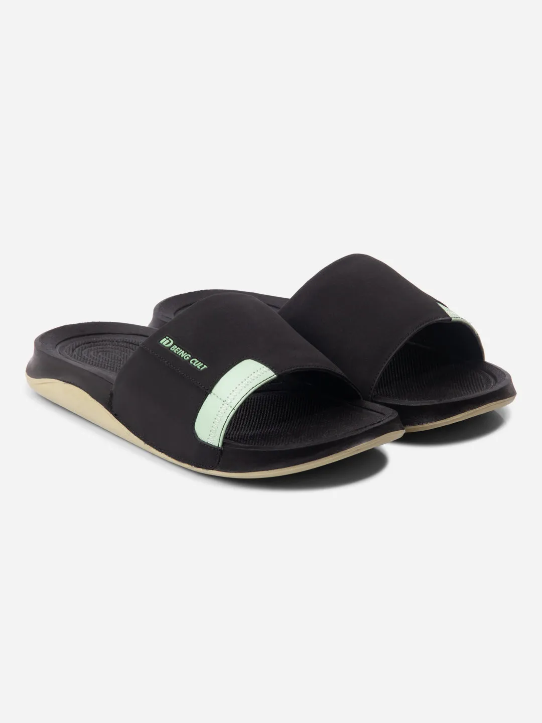 Men's Black/Green Active Graphic Printed Slider (IX5019)