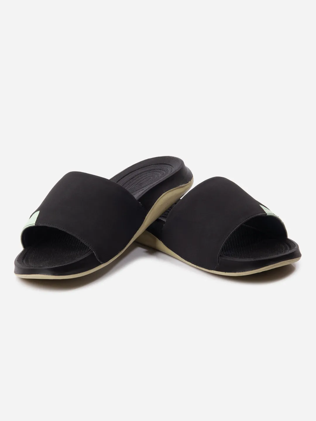 Men's Black/Green Active Graphic Printed Slider (IX5019)