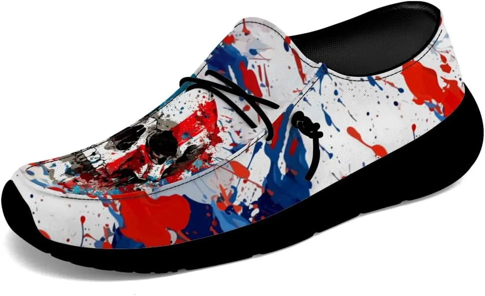 Men's Skull Loafers American Flag Slip-on Shoes Causal Shoes Gifts for Women Men