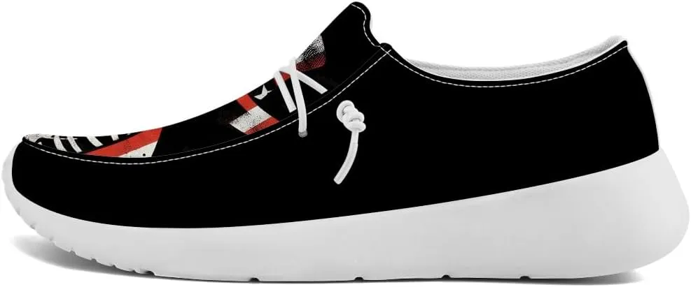 Men's Skull Slip-on Shoes American Flag Loafers Walking Shoes Gifts for Women Men