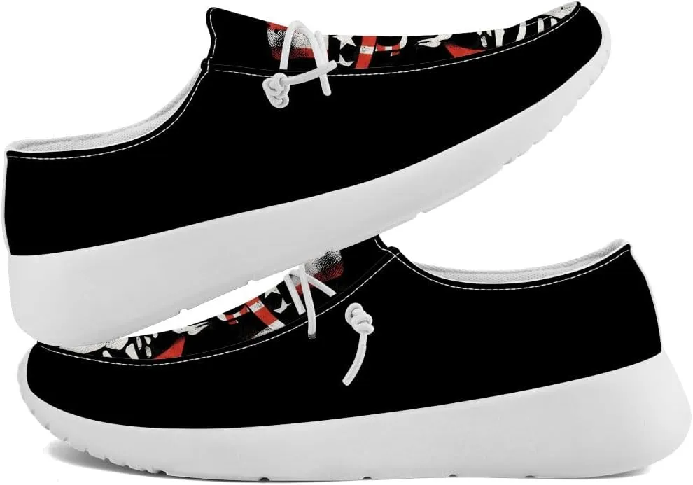 Men's Skull Slip-on Shoes American Flag Loafers Walking Shoes Gifts for Women Men