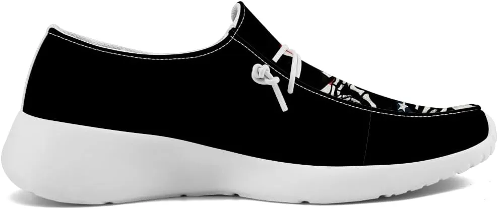 Men's Skull Slip-on Shoes American Flag Loafers Walking Shoes Gifts for Women Men