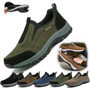 Mens Waterproof Orthopedic Walking Shoes, Breathable Slip-On Hiking Sneakers with Arch Support, All-Day Comfort for Outdoor Adventures
