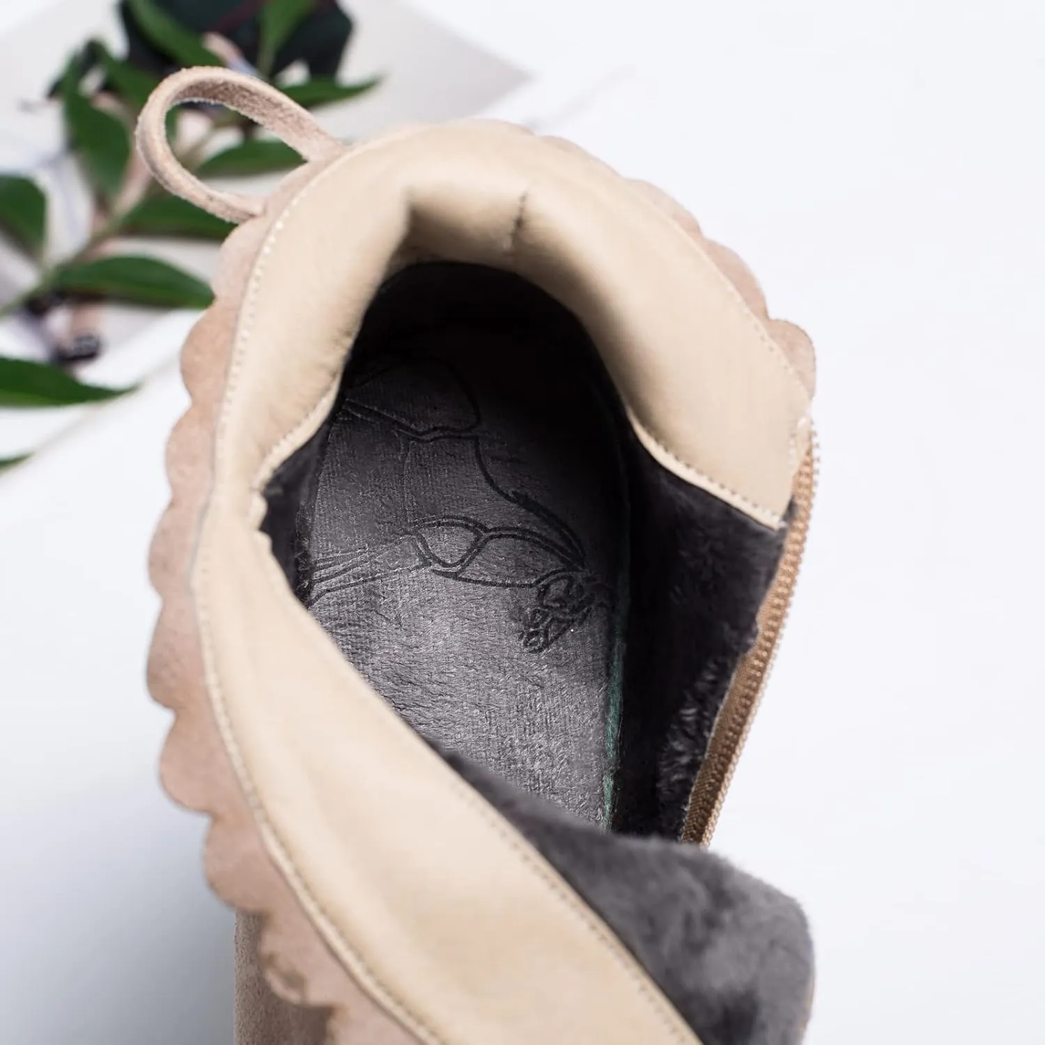 Mid Block Heel Square Toe Suede Women Ankle Boots