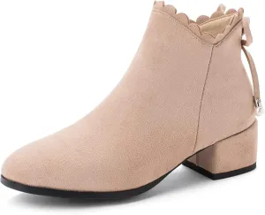 Mid Block Heel Square Toe Suede Women Ankle Boots