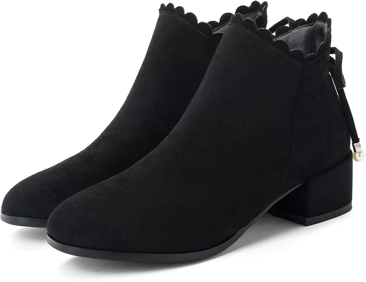 Mid Block Heel Square Toe Suede Women Ankle Boots
