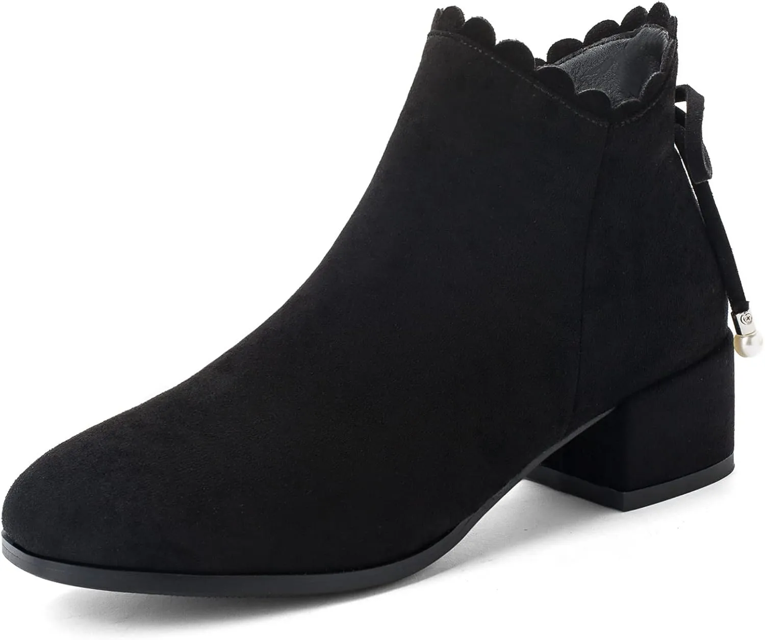 Mid Block Heel Square Toe Suede Women Ankle Boots