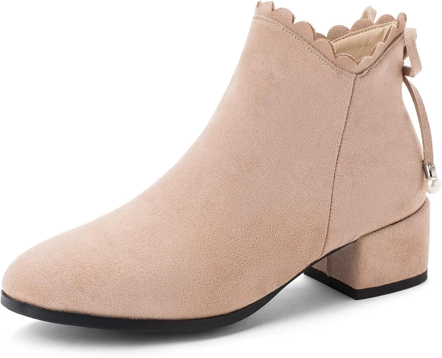 Mid Block Heel Square Toe Suede Women Ankle Boots