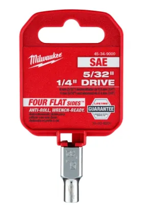 Milwaukee 45-34-9000 Socket, 5/32 in Socket, 1/4 in Drive, 6-Point, Chrome Vanadium Steel, Chrome :CD: QUANTITY: 1
