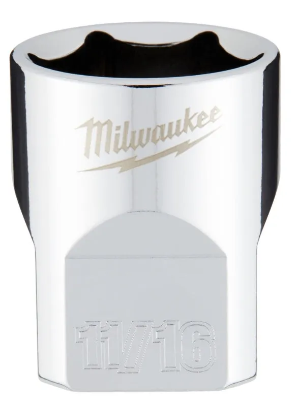 Milwaukee 45-34-9067 Socket, 11/16 in Socket, 3/8 in Drive, 6-Point, Chrome Vanadium Steel, Chrome :CD: QUANTITY: 1