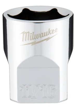 Milwaukee 45-34-9067 Socket, 11/16 in Socket, 3/8 in Drive, 6-Point, Chrome Vanadium Steel, Chrome :CD: QUANTITY: 1