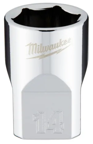 Milwaukee 45-34-9084 Socket, 14 mm Socket, 3/8 in Drive, 6-Point, Chrome Vanadium Steel, Chrome :CD: QUANTITY: 1