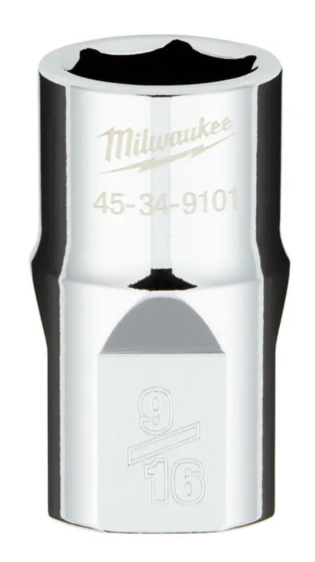 Milwaukee 45-34-9101 Socket, 9/16 in Socket, 1/2 in Drive, 6-Point, Chrome Vanadium Steel, Chrome :CD: QUANTITY: 1
