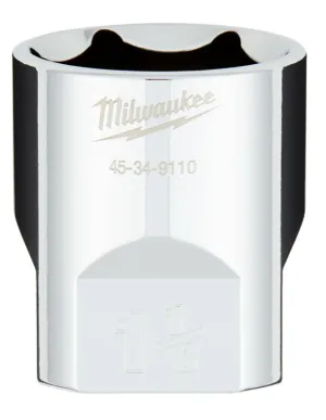 Milwaukee 45-34-9110 Socket, 1-1/8 in Socket, 1/2 in Drive, 6-Point, Chrome Vanadium Steel, Chrome :CD: QUANTITY: 1