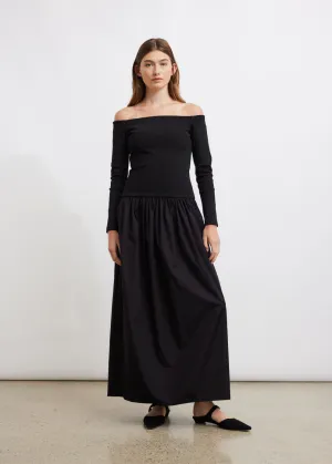 Off Shoulder Knit Cotton Dress
