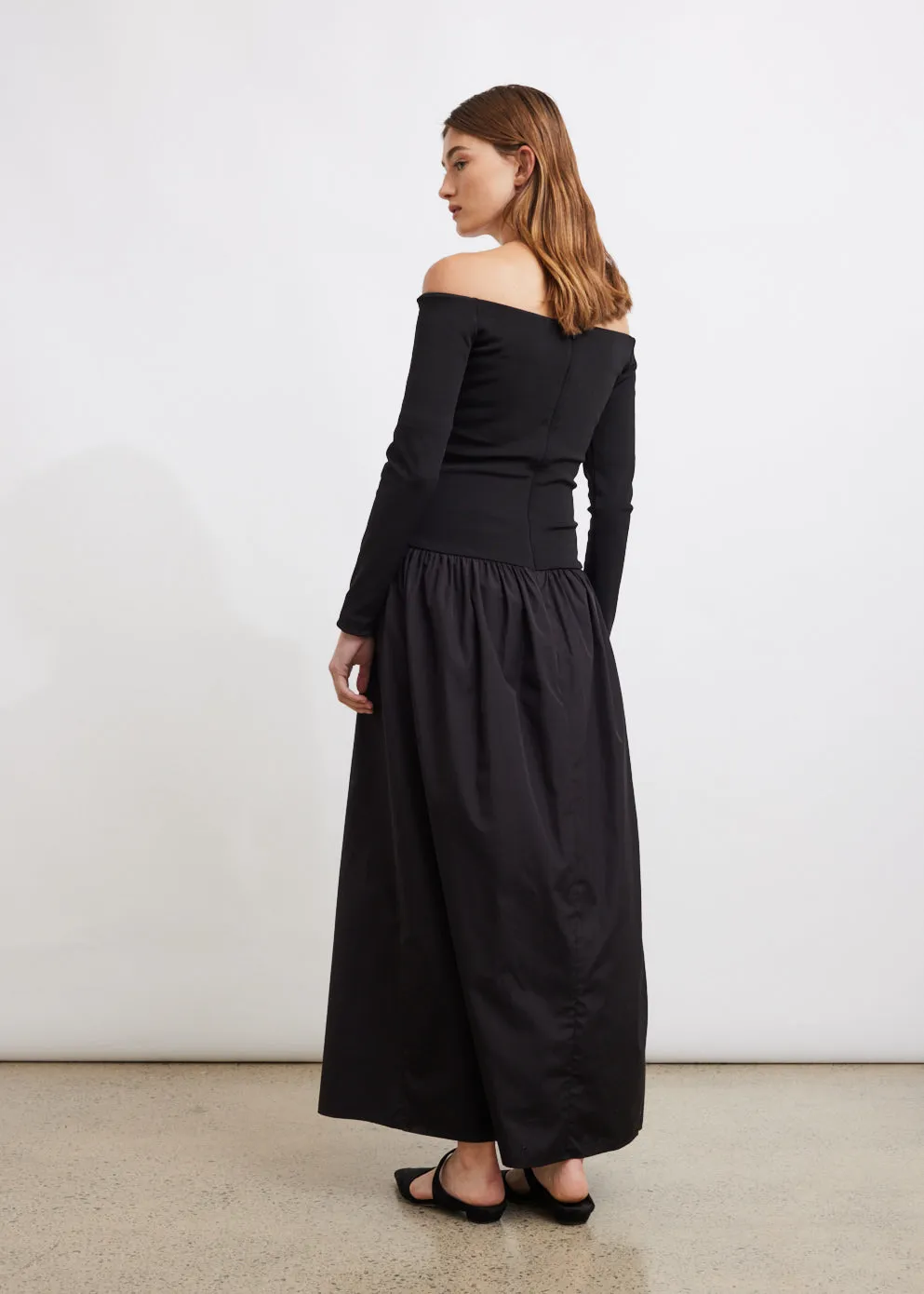 Off Shoulder Knit Cotton Dress