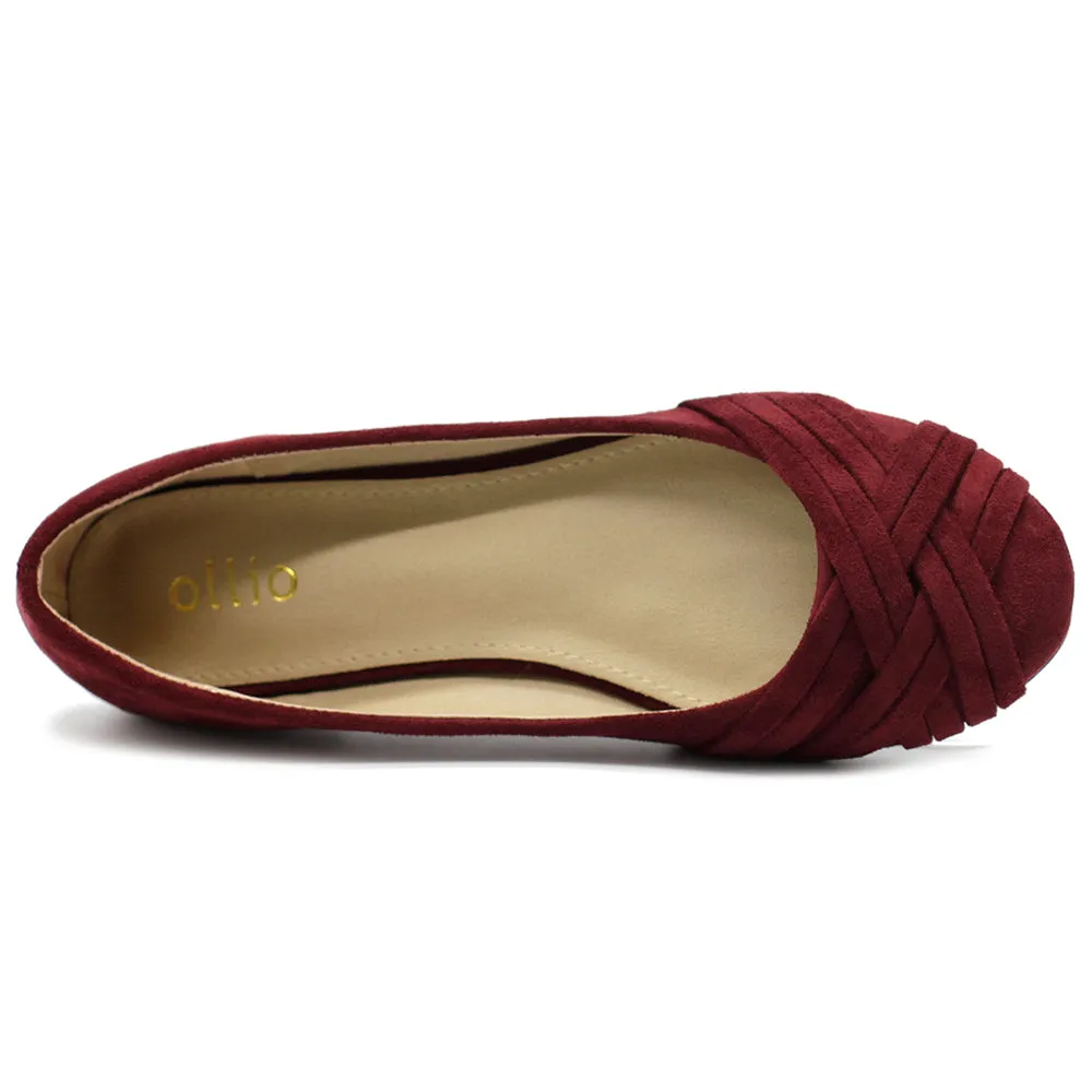 Ollio Women's Ballet Shoe Cute Casual Comfort Flat (Red, Peach, Blue, Mustard, Burgundy, Purple)