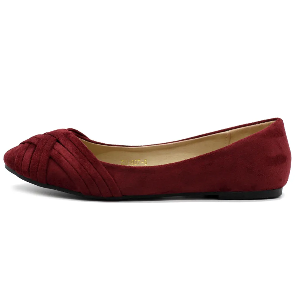 Ollio Women's Ballet Shoe Cute Casual Comfort Flat (Red, Peach, Blue, Mustard, Burgundy, Purple)
