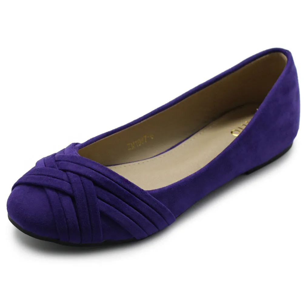 Ollio Women's Ballet Shoe Cute Casual Comfort Flat (Red, Peach, Blue, Mustard, Burgundy, Purple)