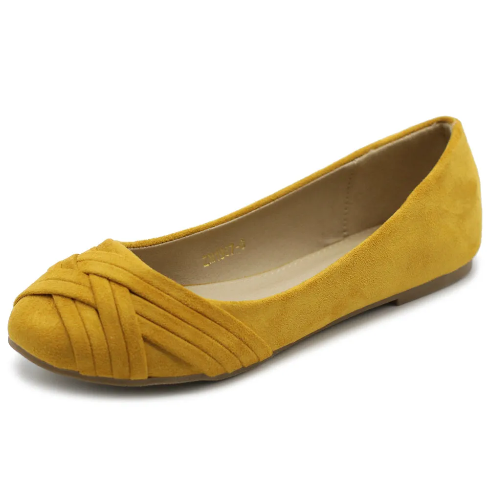 Ollio Women's Ballet Shoe Cute Casual Comfort Flat (Red, Peach, Blue, Mustard, Burgundy, Purple)