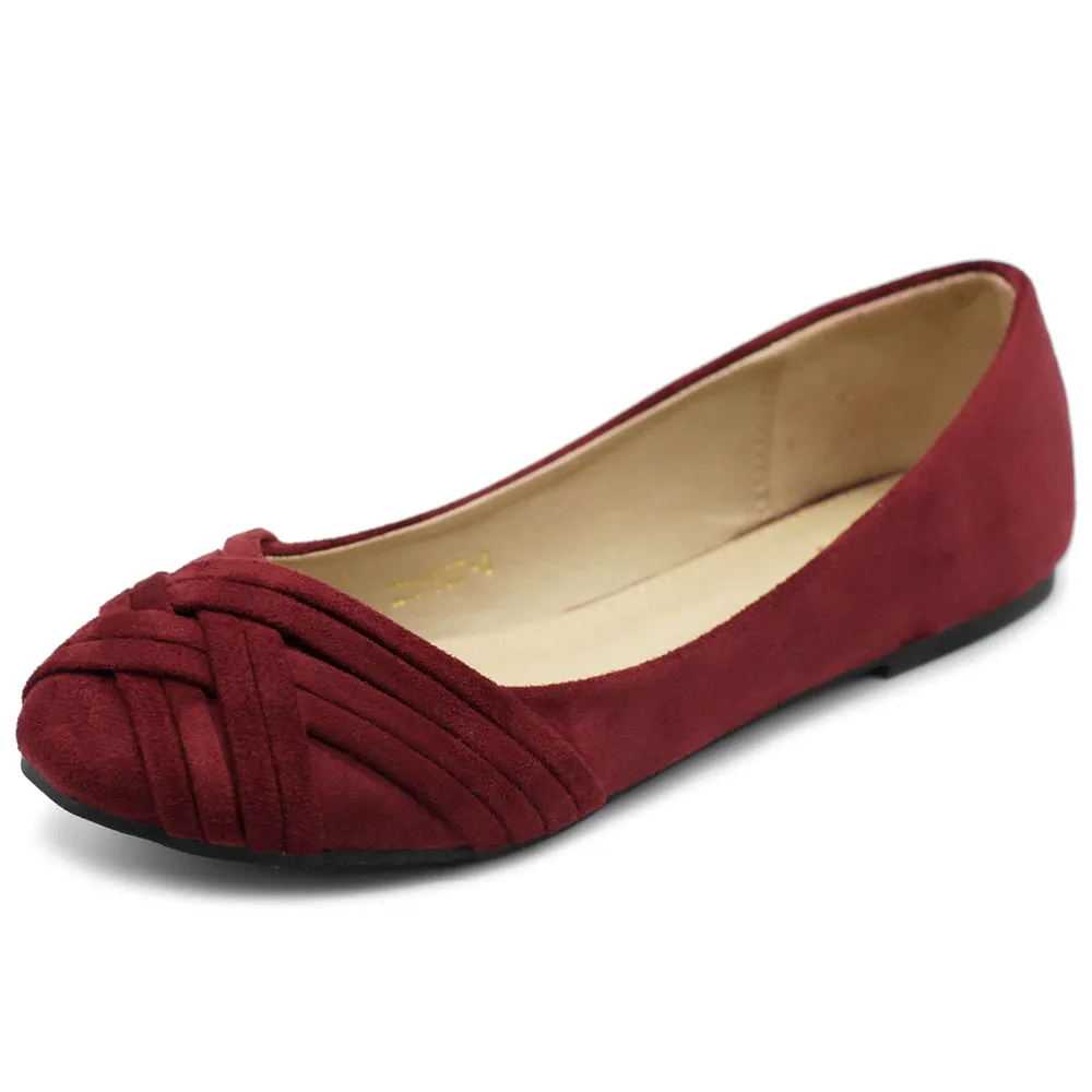 Ollio Women's Ballet Shoe Cute Casual Comfort Flat (Red, Peach, Blue, Mustard, Burgundy, Purple)