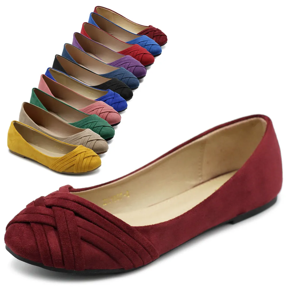 Ollio Women's Ballet Shoe Cute Casual Comfort Flat (Red, Peach, Blue, Mustard, Burgundy, Purple)
