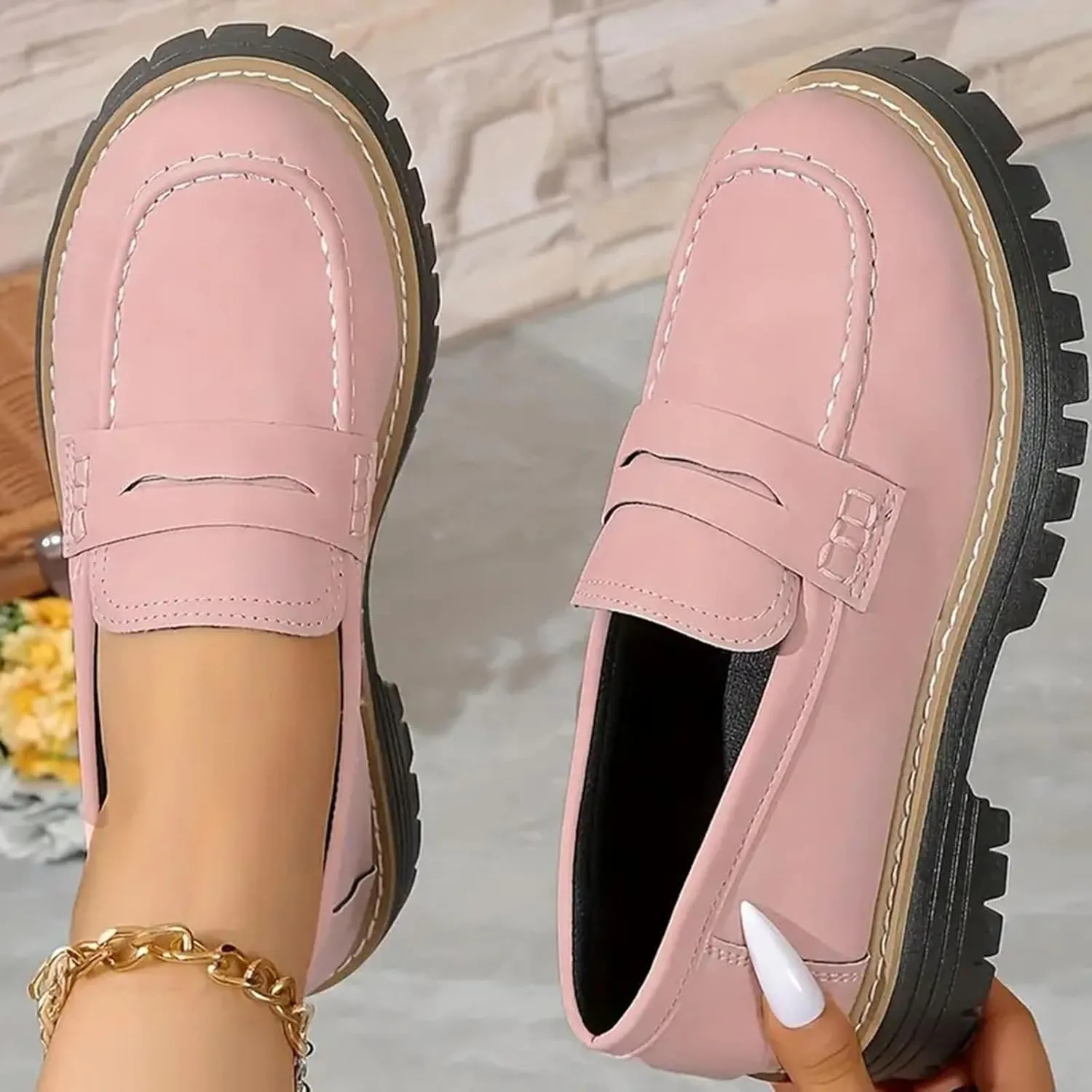 Orthoture-Orthopedic Platform Loafers Comfort Lightweight Shoes Womens Round Toe Walking Shoes Slip on Casual Shoes