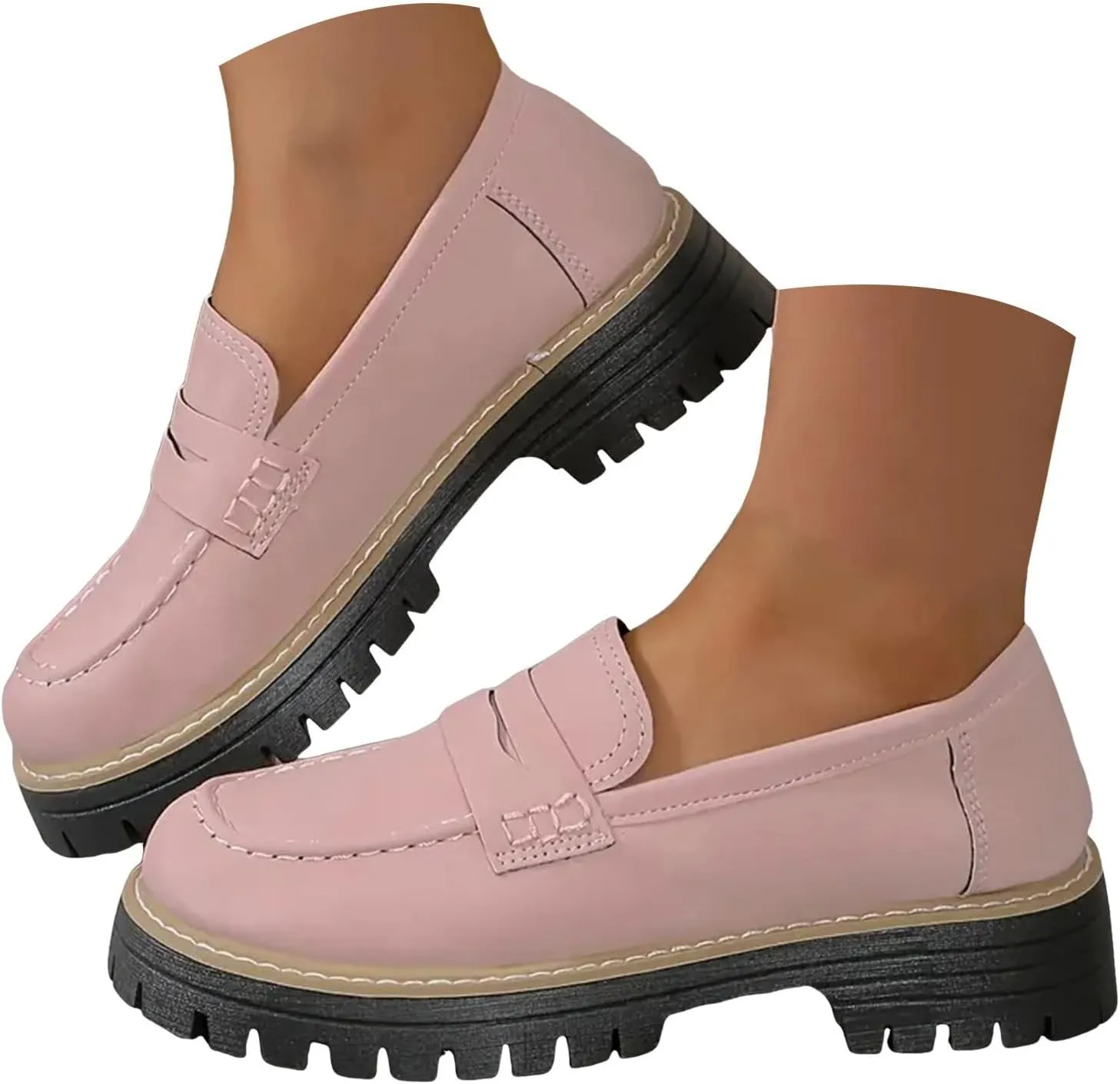 Orthoture-Orthopedic Platform Loafers Womens Round Retro Toe Comfortable Slip On Work Single Lug Sole Loafers
