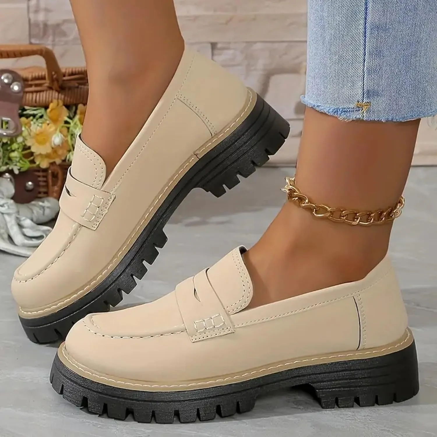 Orthoture-Orthopedic Platform Loafers Women's Slip on Penny Shoes Comfy Suede Platform Chunky Moccasin Shoes