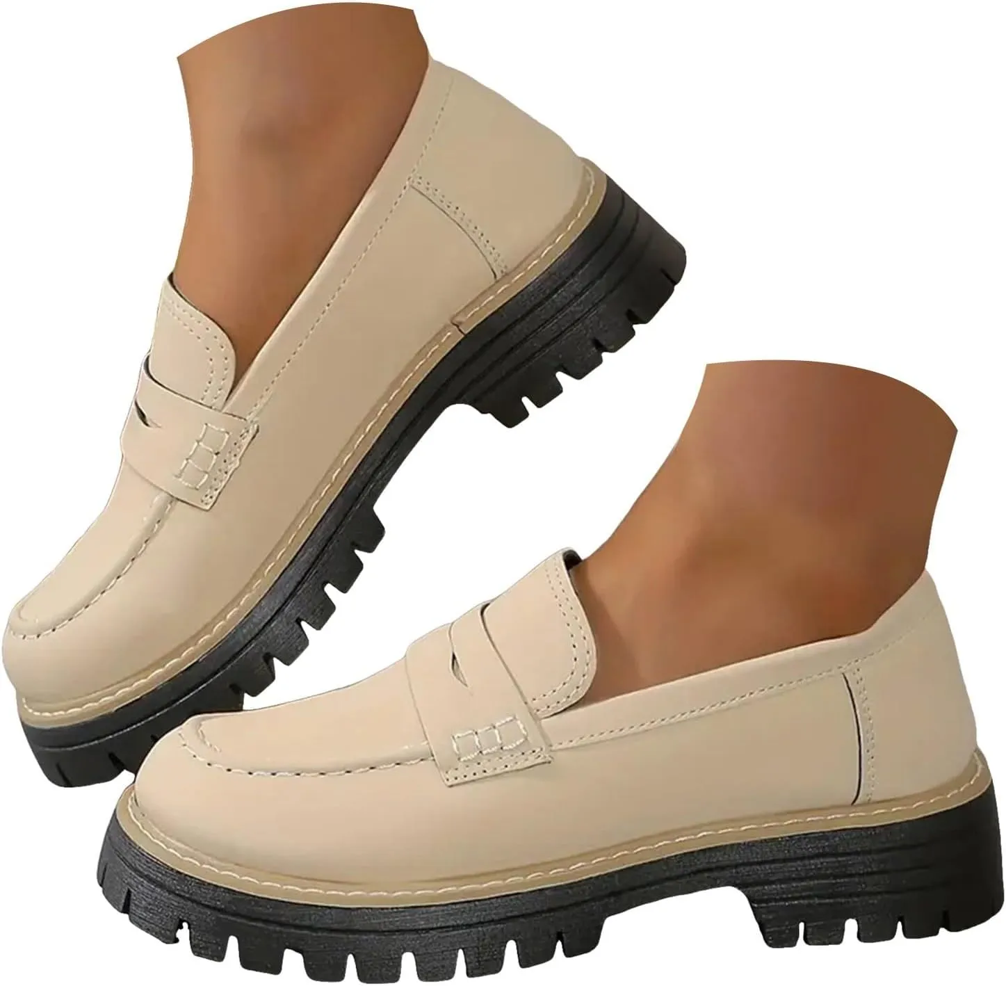 Orthoture-Orthopedic Platform Loafers Women's Slip on Penny Shoes Comfy Suede Platform Chunky Moccasin Shoes