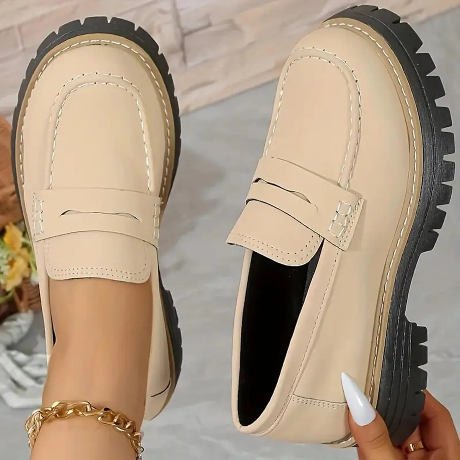 Orthoture-Orthopedic Platform Loafers Women's Slip on Penny Shoes Comfy Suede Platform Chunky Moccasin Shoes