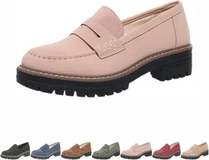 Orthoturee-Orthopedic Platform Loafers, Comfortable Slip-On Chunky Loafers, Flat Orthoture Shoes, Round Toe Lightweight Walking Shoes