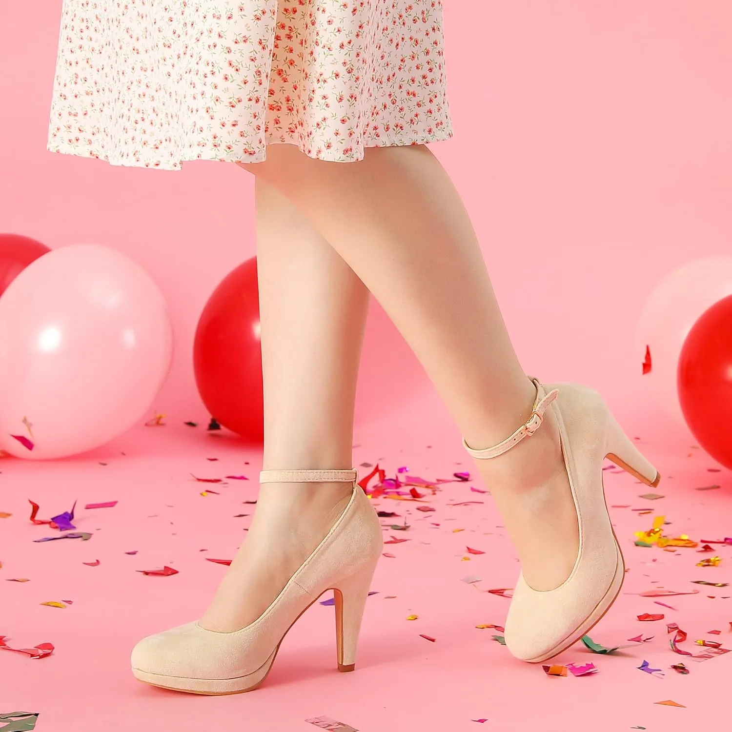 Perphy Mary Jane Pump Round Toe Stiletto Heels Pumps for Women