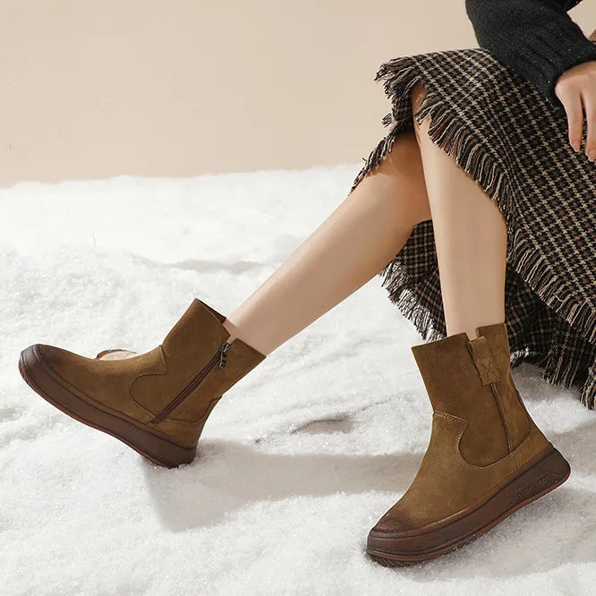 Retro Cracked Leather Versatile Chelsea Boots 35-42