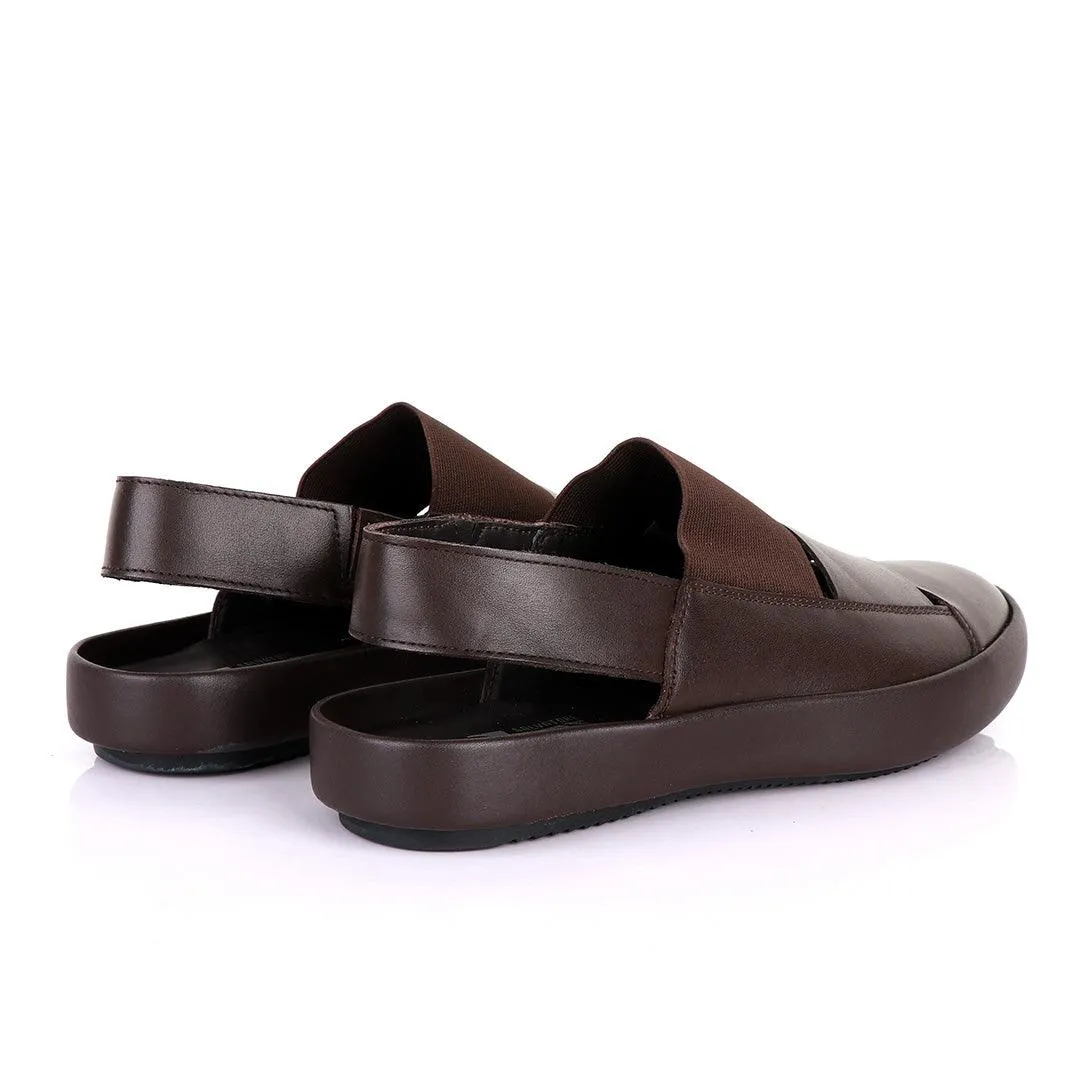 Salvatore Ferragamo Coffee Leather Exquisite Sandals