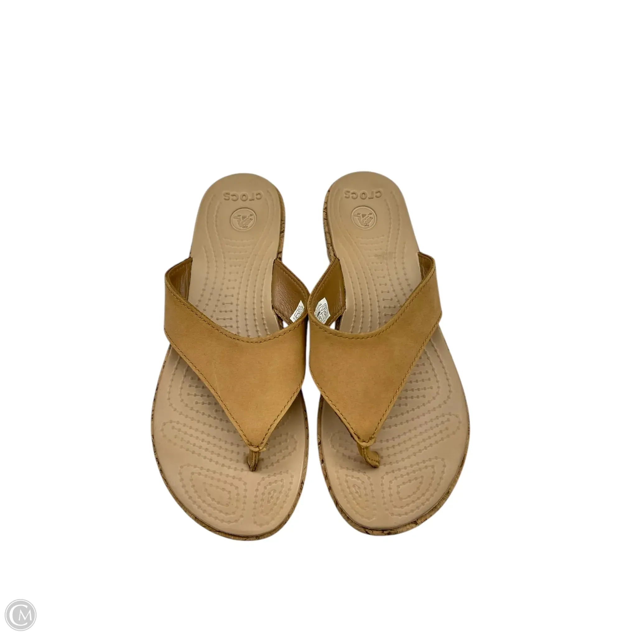 Sandals Flats By Crocs In Tan, Size: 7