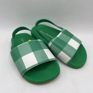 Size 7: Hanna Andersson Green & White Gingham Sandals