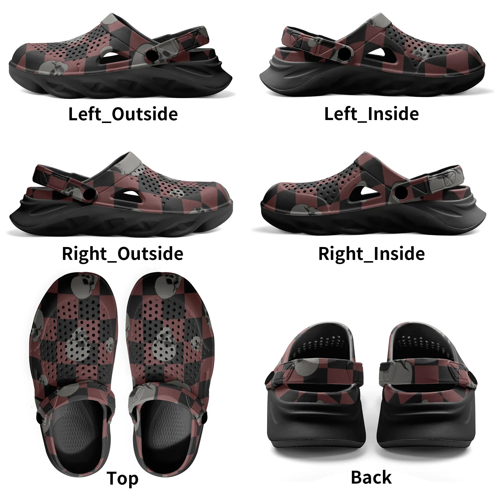 Skulls And Checkers Hollow Out Clogs