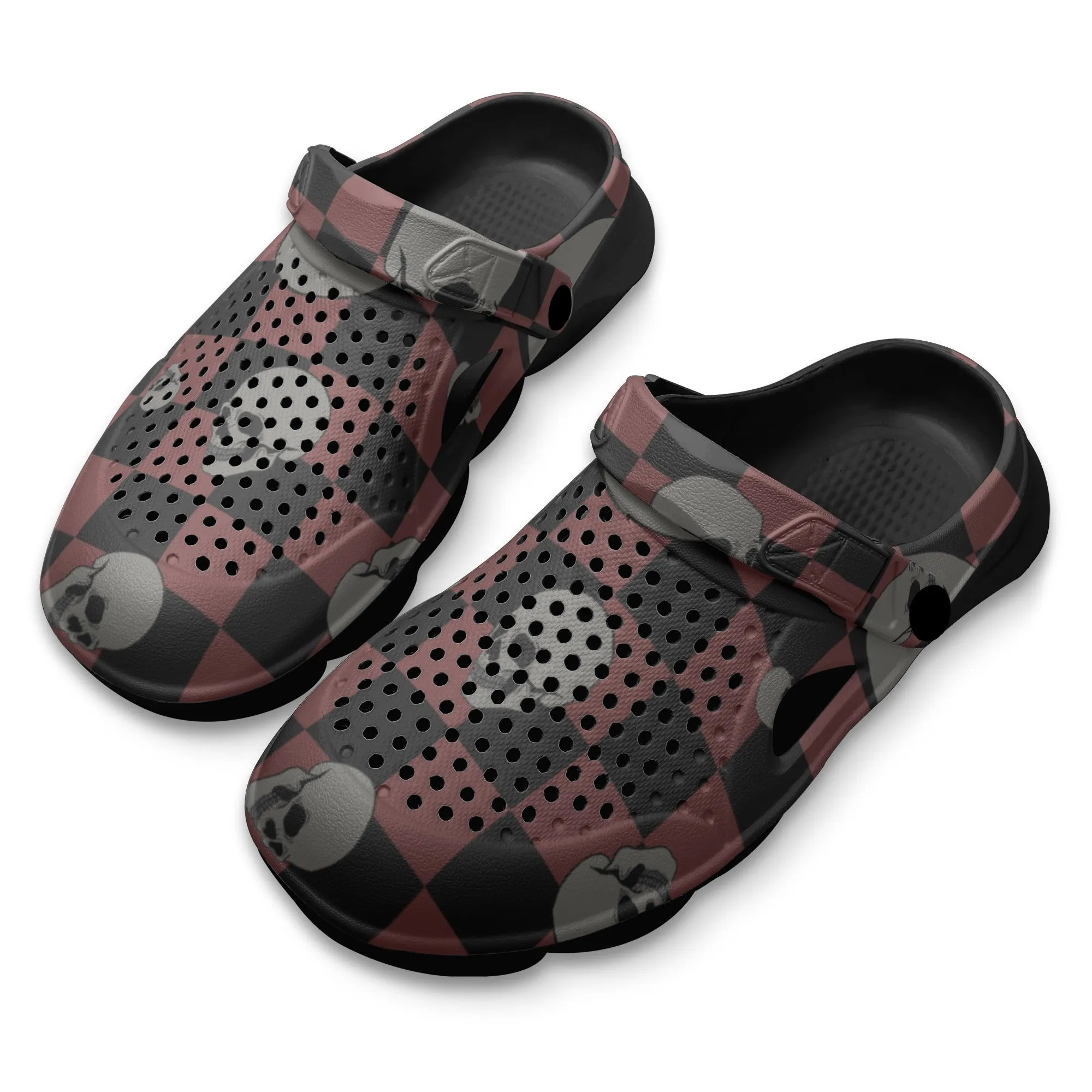 Skulls And Checkers Hollow Out Clogs