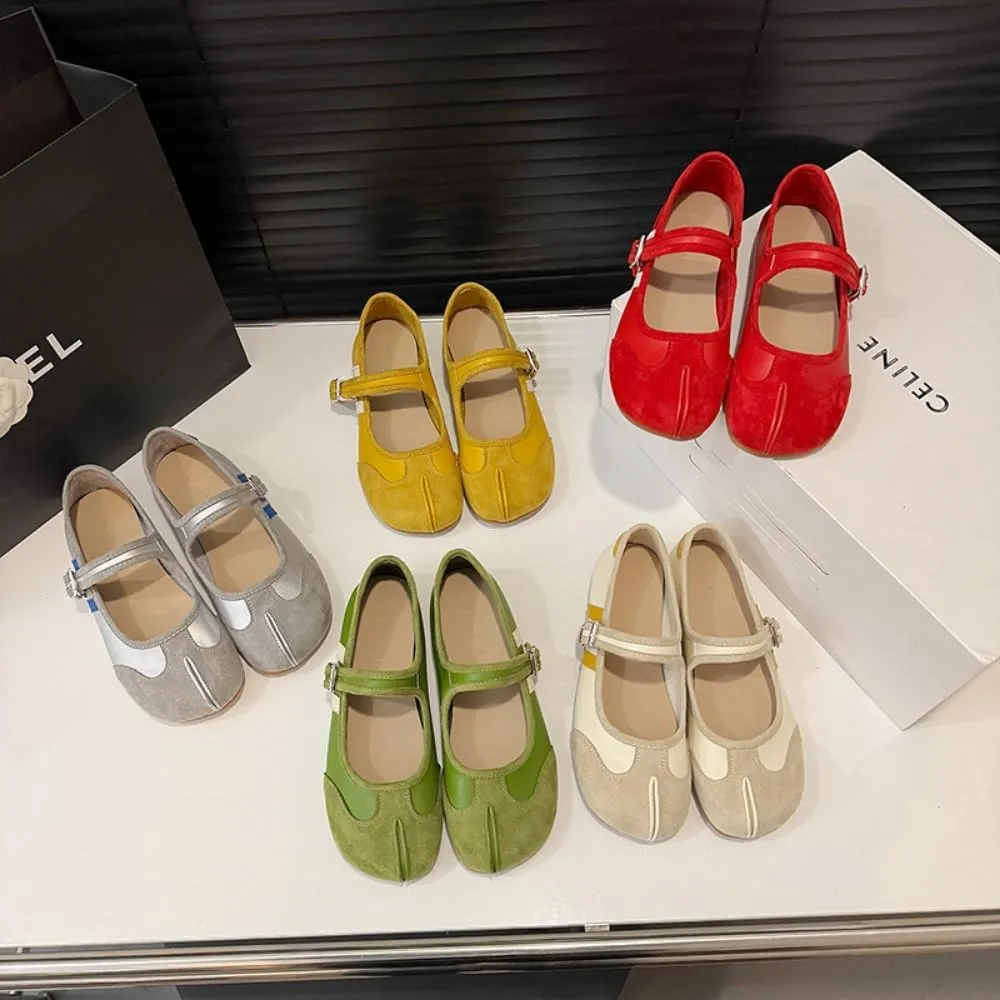 Sneakerina Tabi Shoes Split Toe Mary Janes for Women Girls Cute Ballet Flats Y2K Platform Lightweight Suede Round Toes No Slip Sole Dressy Slip on Casual Comfort Walking Slippers Office Business