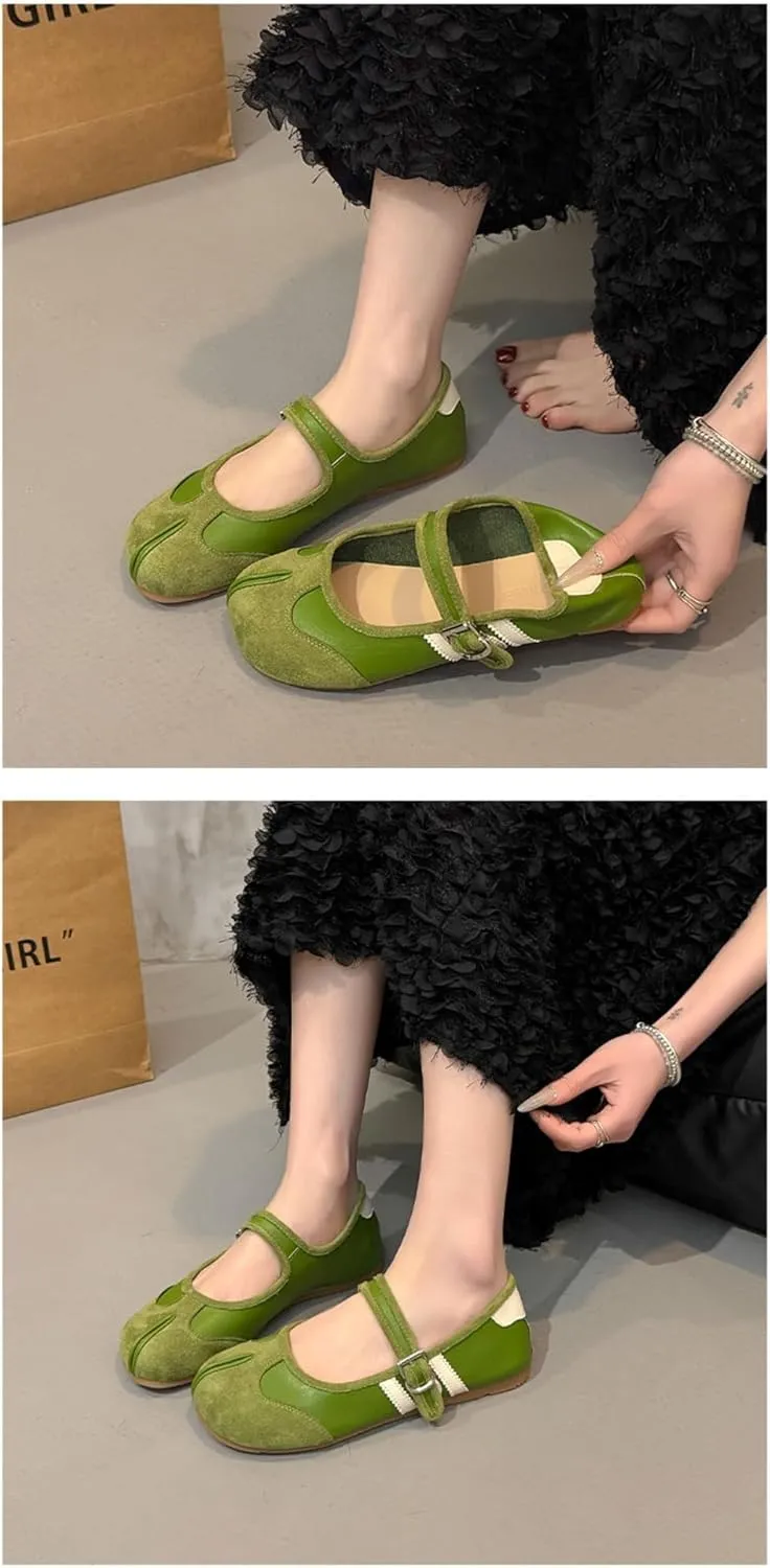 Sneakerina Tabi Shoes Split Toe Mary Janes for Women Girls Cute Ballet Flats Y2K Platform Lightweight Suede Round Toes No Slip Sole Dressy Slip on Casual Comfort Walking Slippers Office Business