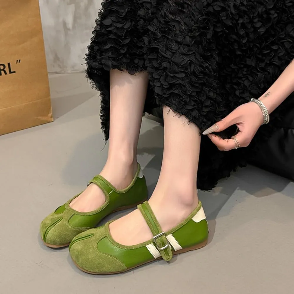 Sneakerina Tabi Shoes Split Toe Mary Janes for Women Girls Cute Ballet Flats Y2K Platform Lightweight Suede Round Toes No Slip Sole Dressy Slip on Casual Comfort Walking Slippers Office Business