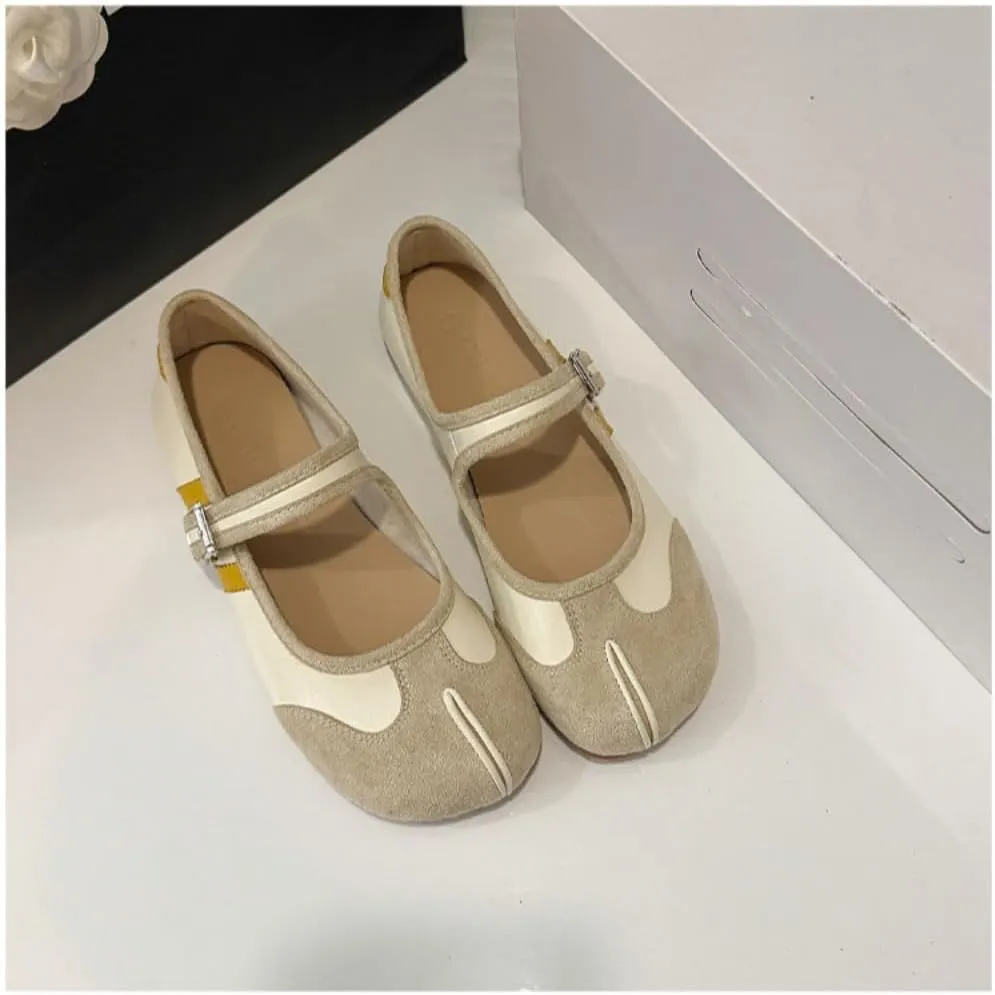 Sneakerina Tabi Shoes Split Toe Mary Janes for Women Girls Cute Ballet Flats Y2K Platform Lightweight Suede Round Toes No Slip Sole Dressy Slip on Casual Comfort Walking Slippers Office Business