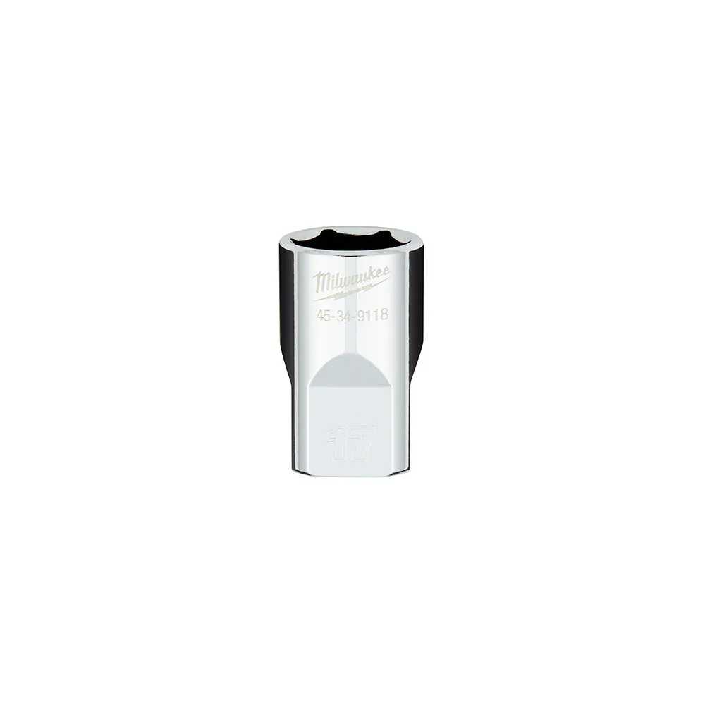 Socket - Milwaukee 1/2 in. Drive 17MM Metric 6-Point Socket with FOUR FLAT™ Sides, 45-34-9118