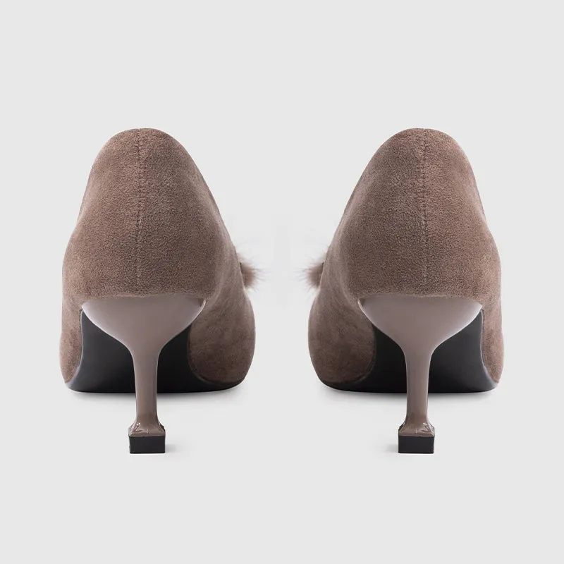 Stiletto Suede Pointy Toe Pumps Khaki