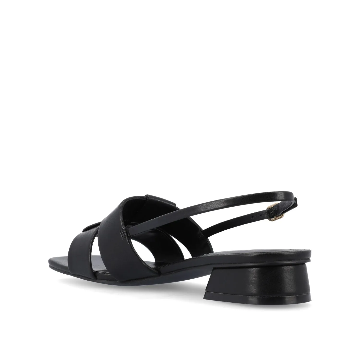 TABATHA LOW BLOCK HEELS IN FAUX LEATHER IN WIDE